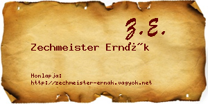 Zechmeister Ernák névjegykártya